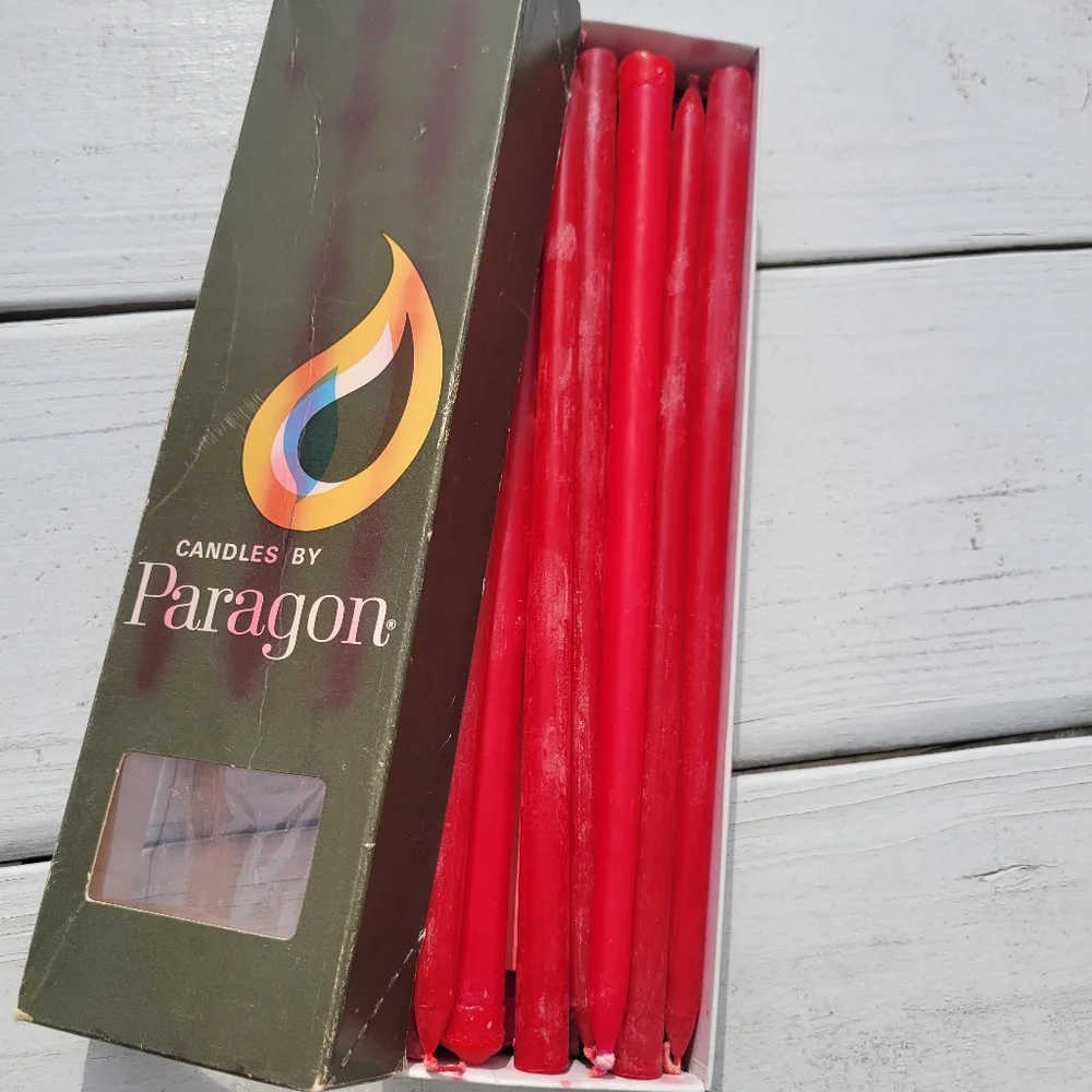 Paragon Red Taper Candles in Original Box ~ 14ct ~ Hand Dipped Tapers '70s-80s?